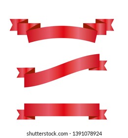 Red ribbons set. Vector design elements isolated on white background. - Vector