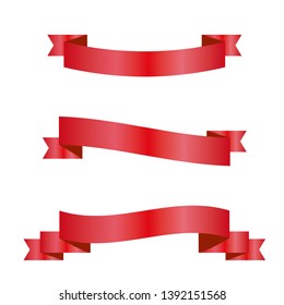 Red ribbons set. Vector design elements isolated on white background. - Vector