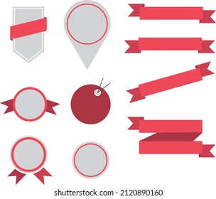 Red ribbons set. Vector design elements isolated on white background
