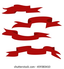 Red Ribbons Set, Vector Illustration