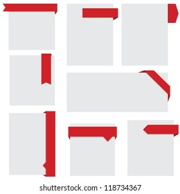 red ribbons and tag, set 2