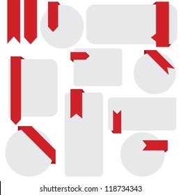 red ribbons and tags, set 1