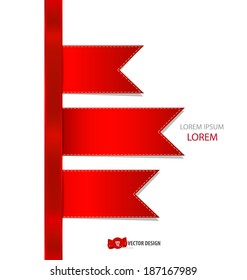Red ribbons. Vector illustration.