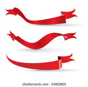 red ribbons, vector illustration.