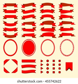 Red ribbons and web elements vectorial set