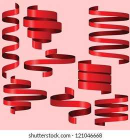 Red ribbons for your text, best for menu, vector illustration