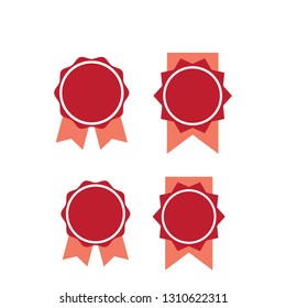 Red ribbons,medal,award ,set isolated on white background.Vector.Banner web special valentine's day