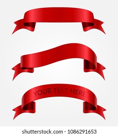 Red ribbons.Ribbon banners set.Vector illustration.