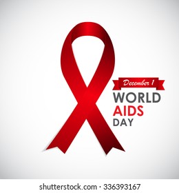 Red Ribon - Symbol of 21 December World AIDS Day Vector Illustration