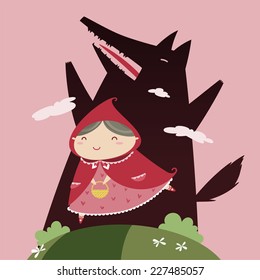 Red Riding Hood and black Wolf 