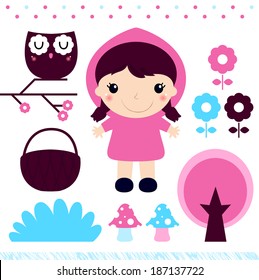Red Riding Hood design elements set