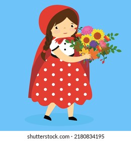 red riding hood with flowers