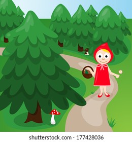 Red Riding Hood in the forest