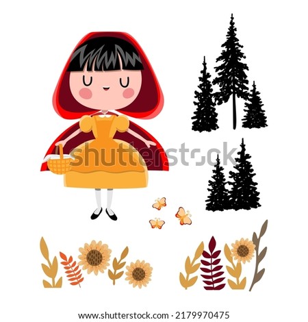 Red Riding Hood set on the white background