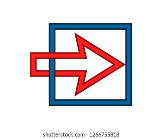 red right arrow in the blue square