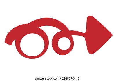 Red right arrow vector abstract line illustration.