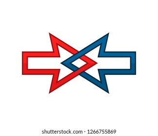 red right and blue left arrow sign