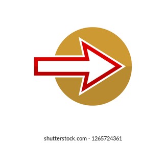 red right direction arrow in the golden circle