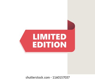 Etiqueta roja derecha, cinta de opciones con sombra. Ilustración vectorial