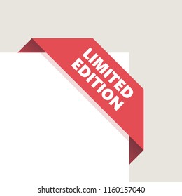 Red right top corner Tag, Ribbon with shadow. Vector Illustration