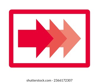 A red right-pointing pointer with a triangular arrow.