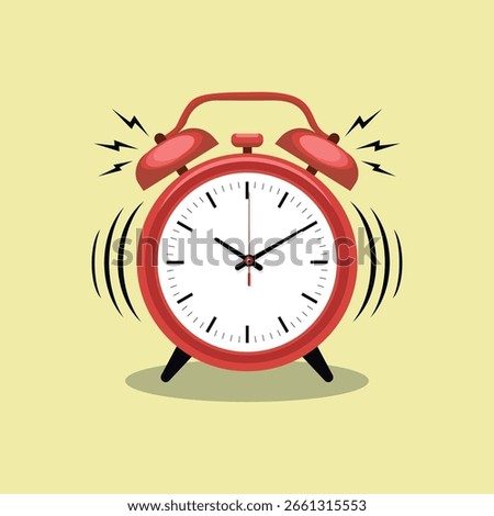 Red Ringing Alarm Clock Wake Up Time Illustration