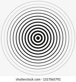 Red Rings sound wave and line in a circle. Tap symbol. Radio signal background. Vector template illustration abstract speed