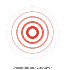 Red Rings sound wave and line in a circle. Tap symbol.