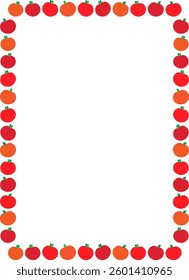 Red ripe apple fruit frame. Simple sweet fruits vector harvesting border. Free space for your text