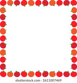 Red ripe apple fruit frame. Simple sweet fruits vector harvesting border. Thanksgiving clipart