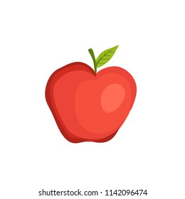 Red ripe apple isolated on white background.  Vector illustration.