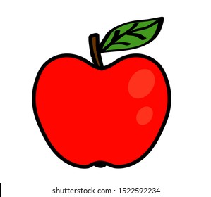 Red ripe apple on a white background. Vector illustration.