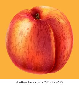 red ripe peach vector illustration