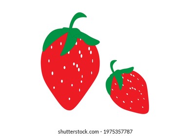 red ripe strawberries with a green leaf.vector illustration isolated on a white background.textile print, poster, design elements