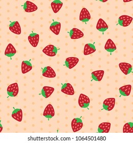 Red and ripe strawberries seamless pattern background