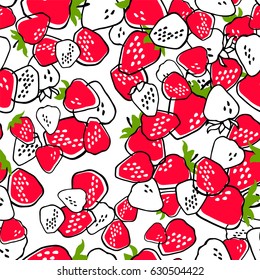 Red ripe strawberry. Seamless background under the mask.