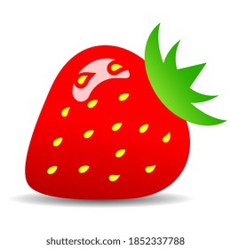 Ilustración vectorial de fresa madura roja sobre fondo blanco