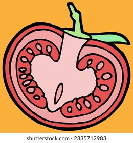 tomate rojo maduro en ilustración de vector cortado