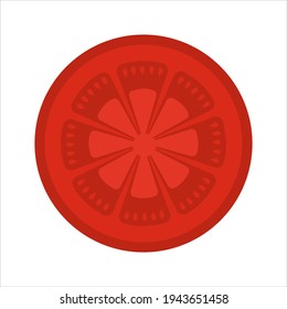 Red ripe tomato slice. Isolated vector flat illustration.