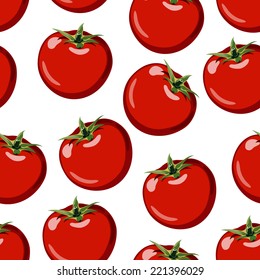 red ripe tomato vector illustration seamless pattern