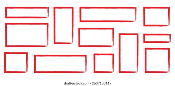 Red ripped and cutout paper torn strip vector illustration isolated on white. Ripped edge texture strips collection. Collage shape of red paper silhouette. Shreds of pages. Grunge fragment 