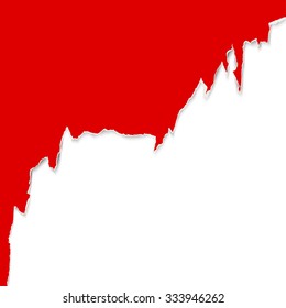 red ripped open paper edge with white background