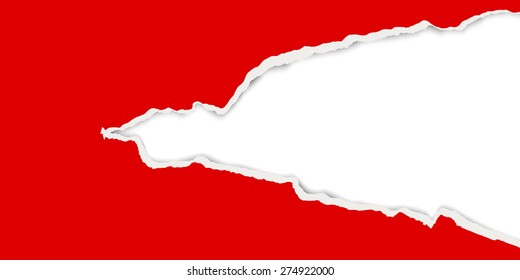 red ripped open paper with white background