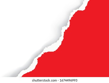 Red ripped paper background, banner template. Place for your text or image. Vector available.