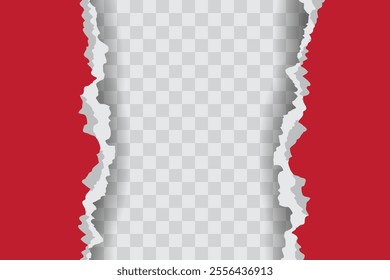 Red Ripped Paper Background in Left and Right Position for Flyer, Banner, Infographic, Website, Ads Banner or Etc. High Quality Background Vector Illustration