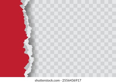 Red Ripped Paper Background in left Position for Flyer, Banner, Infographic, Ads Banner or Etc. High Quality Background Vector Illustration