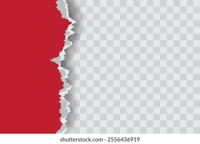 Red Ripped Paper Background in Left Position for Flyer, Banner, Infographic, Website, Ads Banner or Etc. High Quality Background Vector Illustration