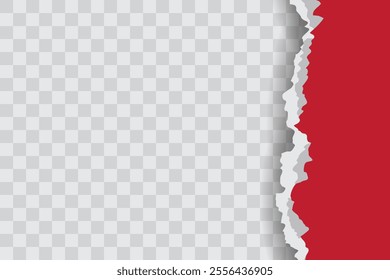 Red Ripped Paper Background in right Position for Flyer, Banner, Infographic, Ads Banner or Etc. High Quality Background Vector Illustration