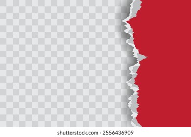 Red Ripped Paper Background in Right Position for Flyer, Banner, Infographic, Website, Ads Banner or Etc. High Quality Background Vector Illustration