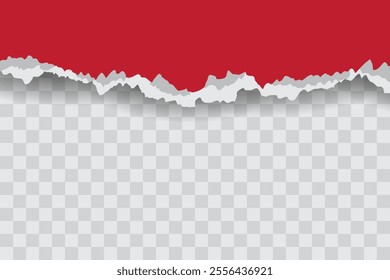 Red Ripped Paper Background in Top Position for Flyer, Banner, Infographic, Ads Banner or Etc. High Quality Background Vector Illustration